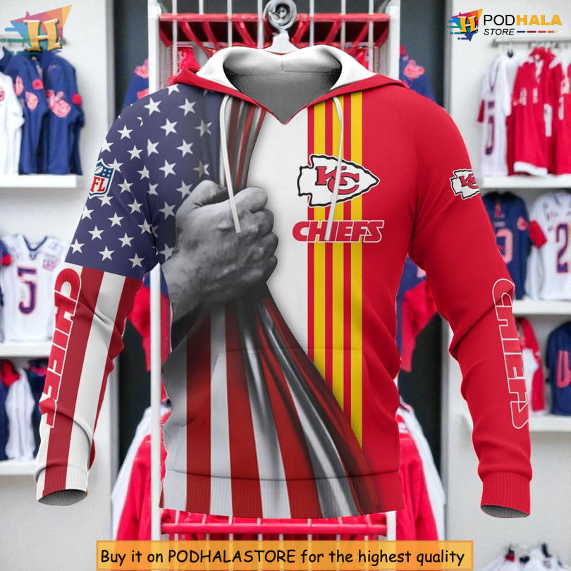 Patriotic Grip Kansas City Chiefs Hoodies For Men, 3D Fan Edition Gear