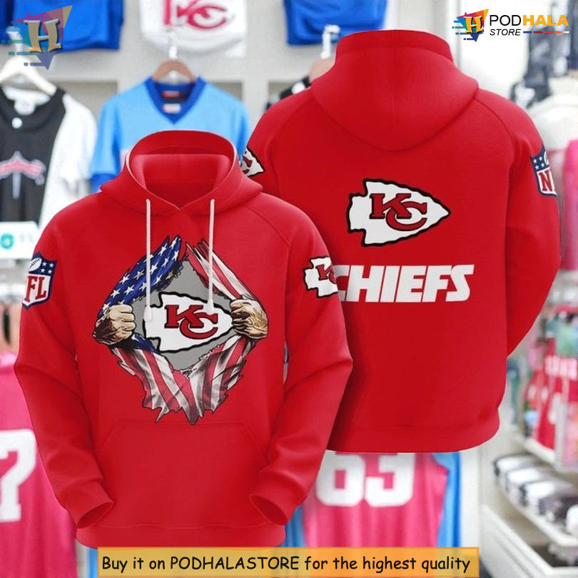 Patriotic Pride Kansas City Chiefs Youth Hoodie, Limited Fan 3D Apparel
