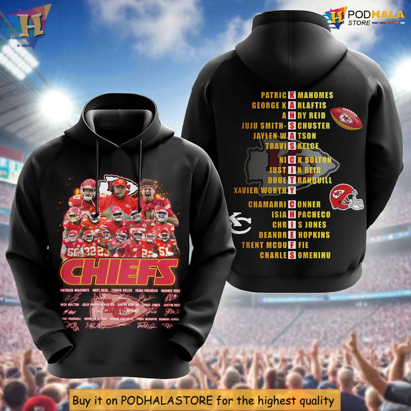 Player Roster Firestorm Kansas City Chiefs Mens Hoodie, Football Fan Style