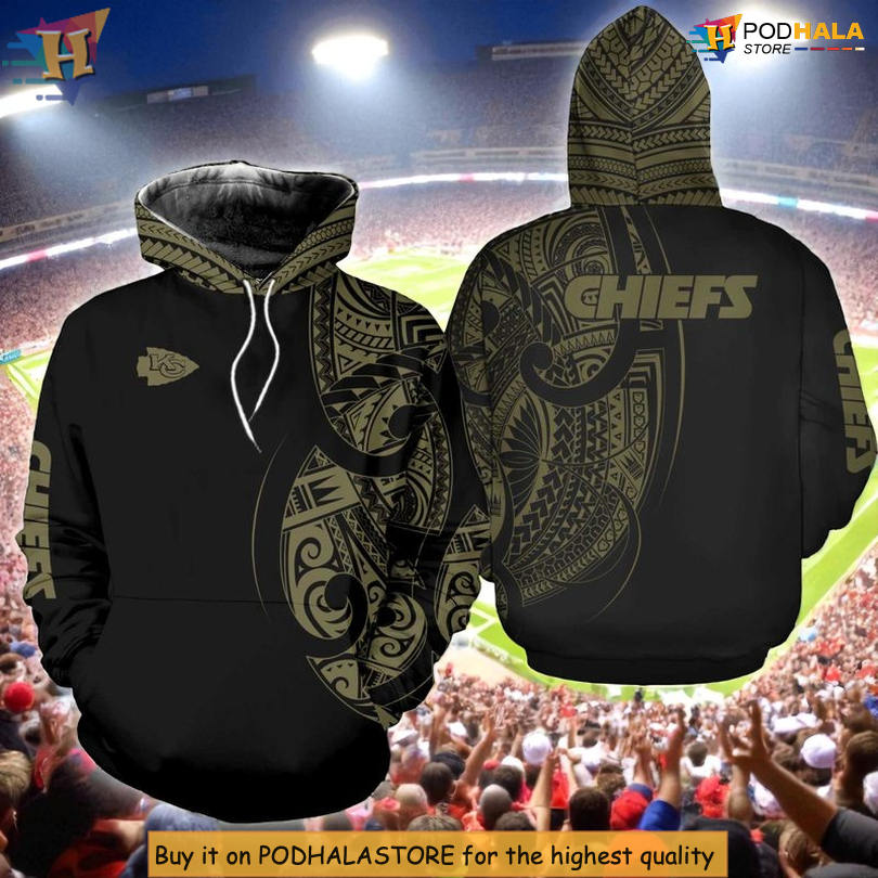 Polynesian Pattern Black Style Kc Chiefs Hoodies, All Over Print Edition