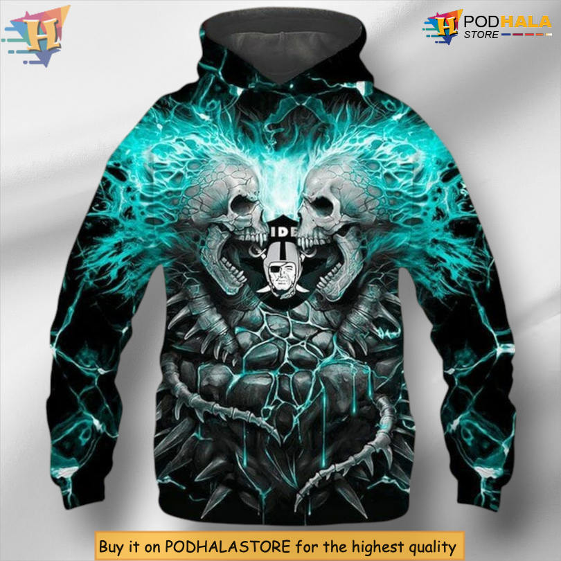 Pullover 3D Skull Print Las Vegas Raiders Holiday Hoodie Unisex Zip Up