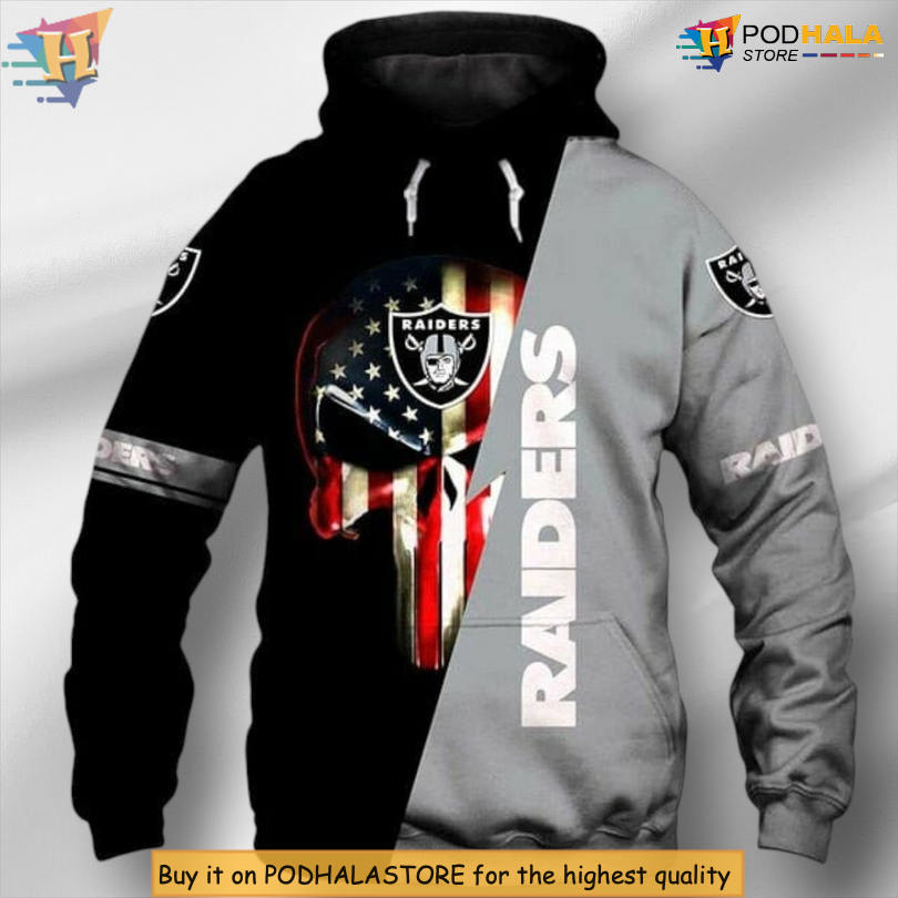 Punisher Graphic Design Las Vegas Raiders Hoodie Unisex 3D Zip Up Edition
