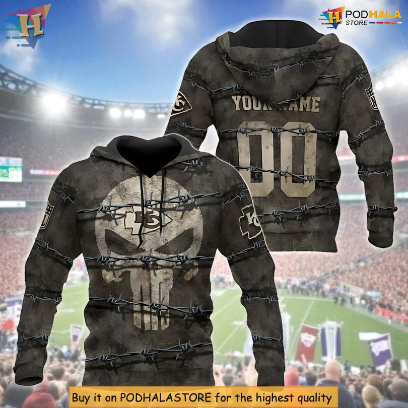 Punisher Skull Graphic Kc Chiefs Hoodie, Custom Limited Edition 3D