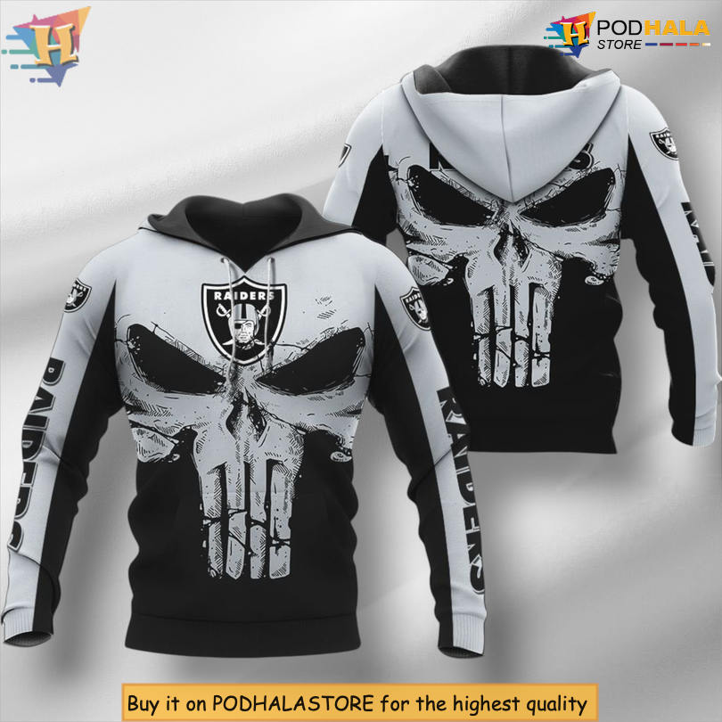 Punisher Skull Print Las Vegas Raiders Full Print Hoodie 3D Unisex Apparel