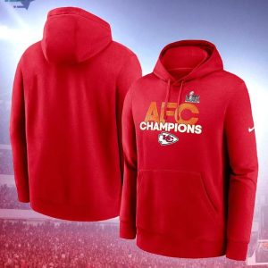 Red AFC Champions Fleece Kansas City Chiefs Hoodie 3D, Custom Fan Apparel 1