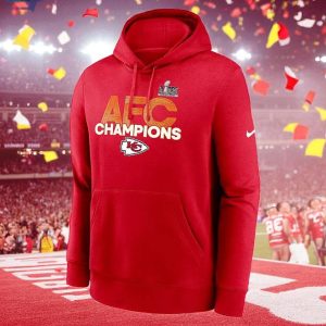 Red AFC Champions Fleece Kansas City Chiefs Hoodie 3D, Custom Fan Apparel 2