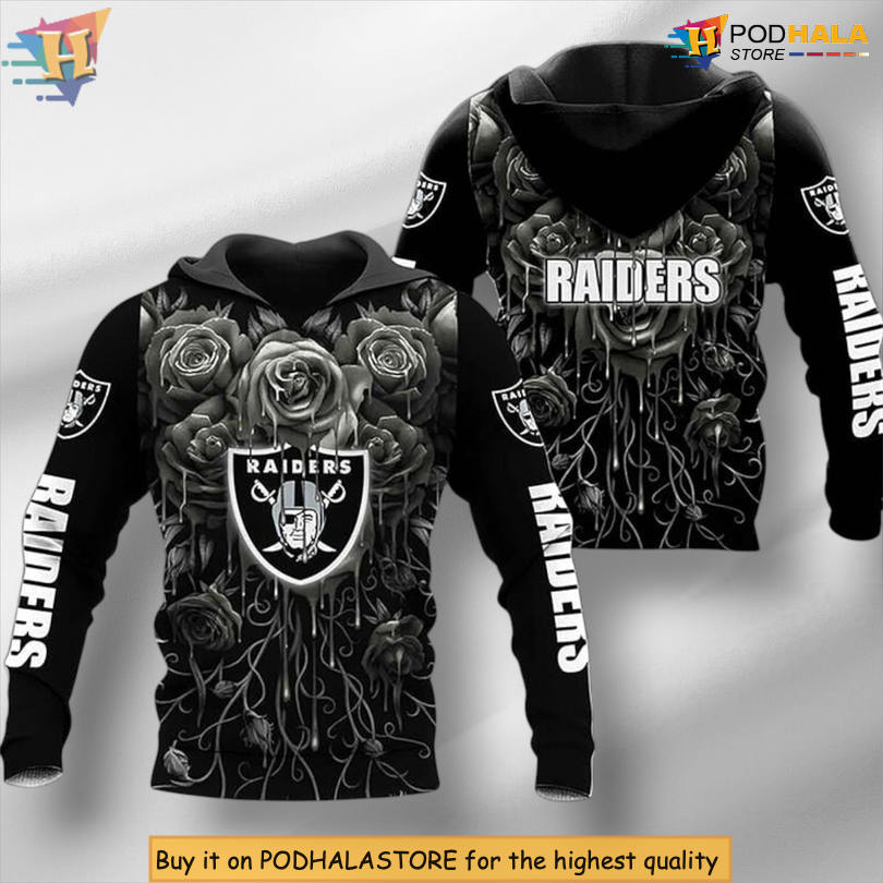 Silver Rose Black Theme Las Vegas Raiders 3D Hoodie for Dedicated Fans