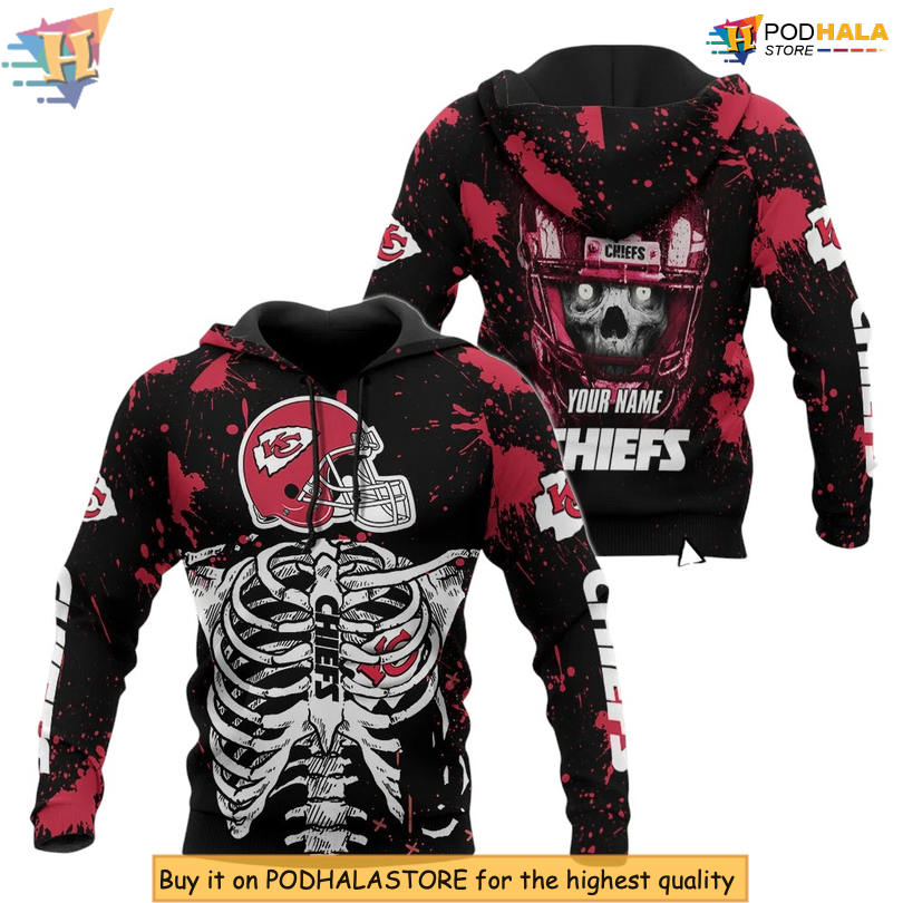 Skull Armor Fan Personalized Kansas City Chiefs Youth Hoodie, Custom 3D Apparel