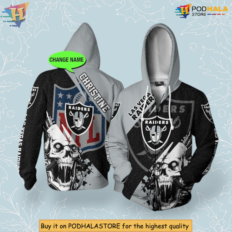 Skull Custom Print Las Vegas Raiders Pullover Hoodie Personalized 3D Design