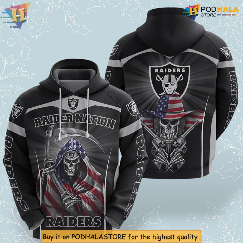 Skull Graphic Style Las Vegas Raiders Zip Up Hoodie for Football Fans