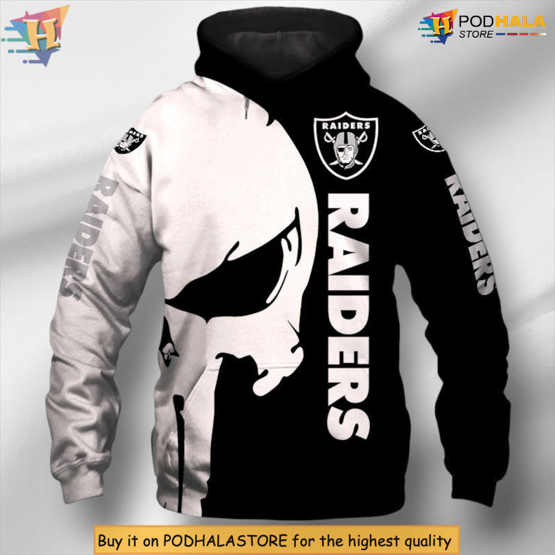Skull Printed Artwork Personalized Las Vegas Raiders Hoodie For Supporters