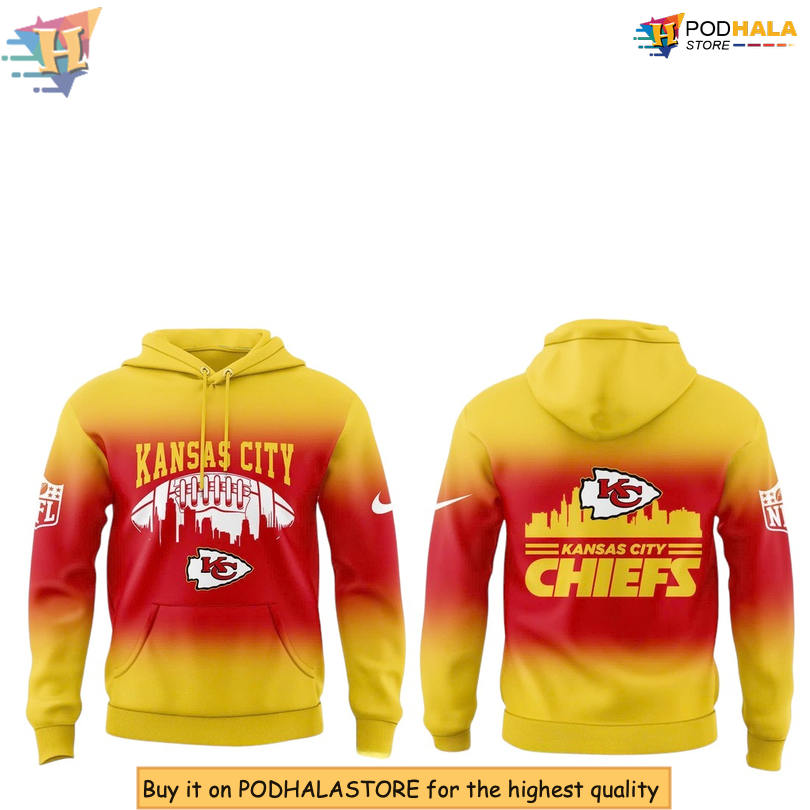 Skyline Gradient Combo Vintage Kansas City Chiefs Hoodie, Limited Edition