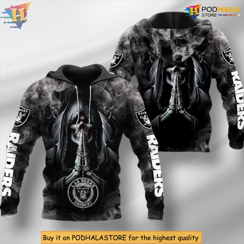 Smoky Black Skull Theme Las Vegas Raiders Zip Up Hoodie for Loyal Fans