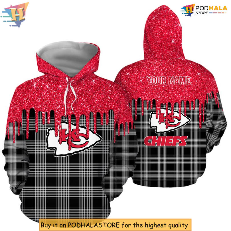 Sparkle Plaid Kc Chiefs Hoodie Sweatshirt, Custom Pattern Limited Edition