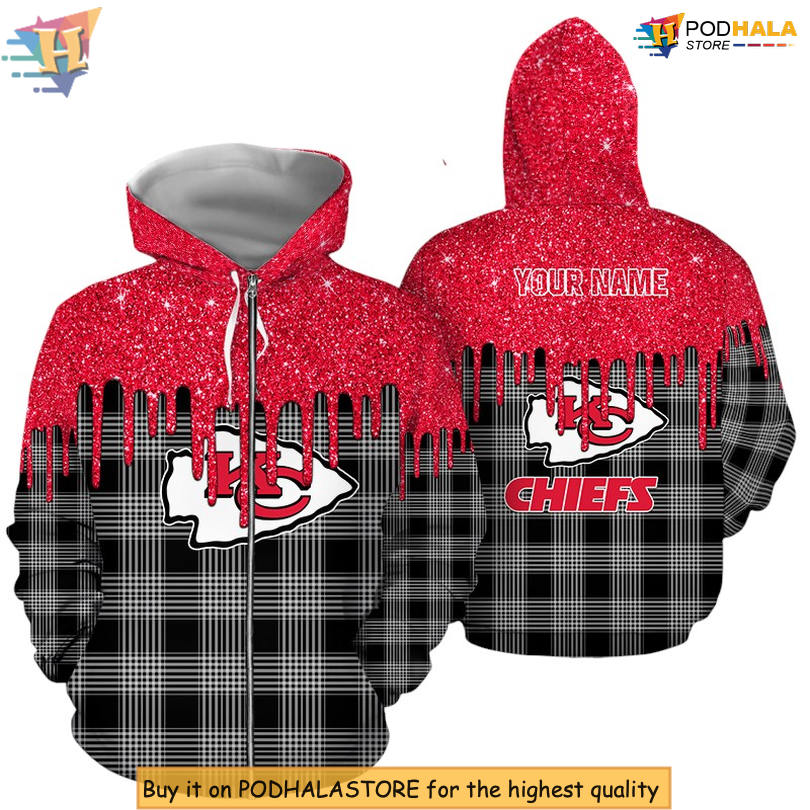 Sparkle Plaid Kc Chiefs Hoodie Sweatshirt, Custom Pattern Limited Edition Sparkle Plaid Kc Chiefs Hoodie Sweatshirt, Custom Pattern Limited Edition