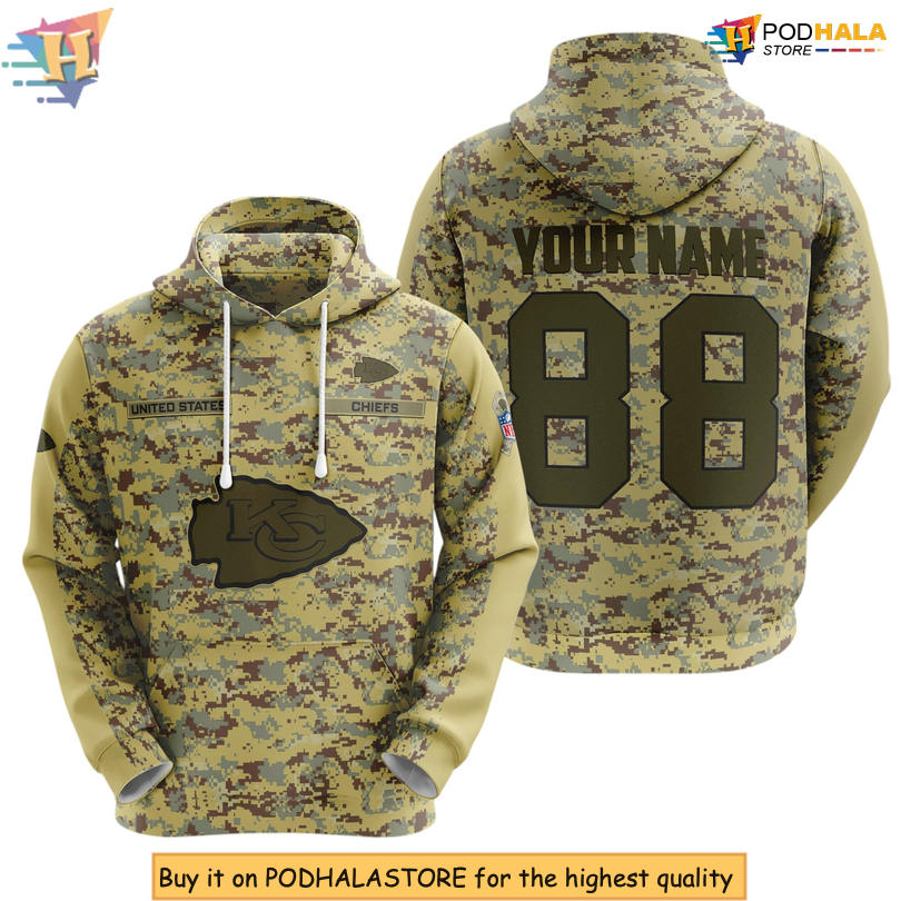 Tactical Camo Personalized Kansas City Chiefs Mens Hoodie, Military Fan Edition