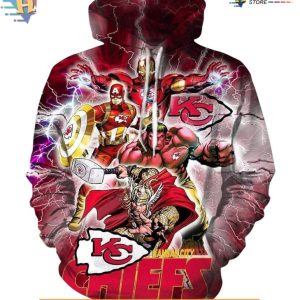 The Avenger Zip Up 3D Kc Chiefs Hoodies, Superhero Inspired Fan Edition 2
