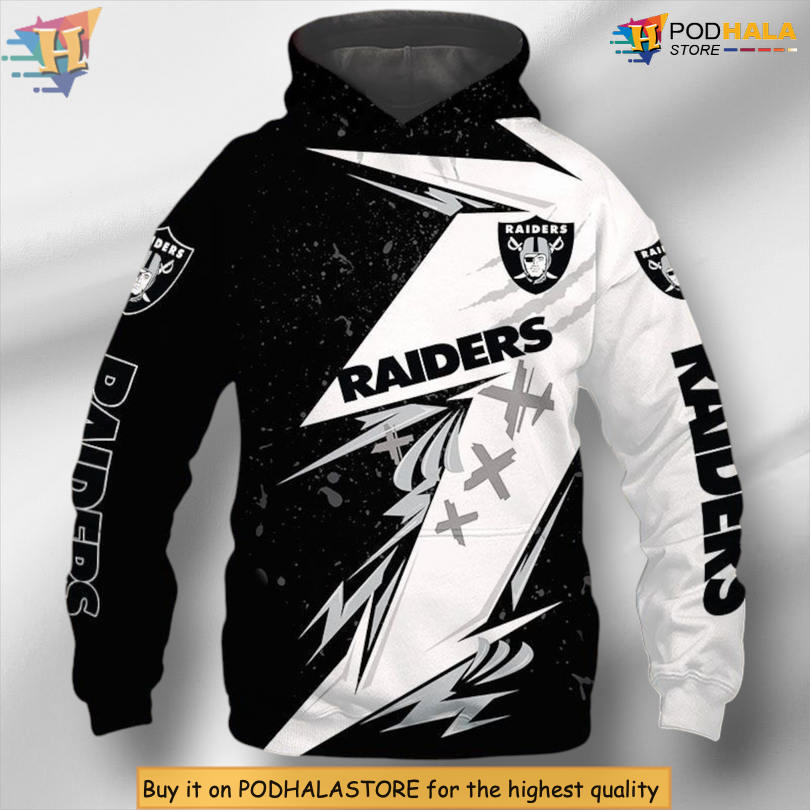 Thunder Graphic Artwork Las Vegas Raiders Holiday Hoodie for NFL Fans