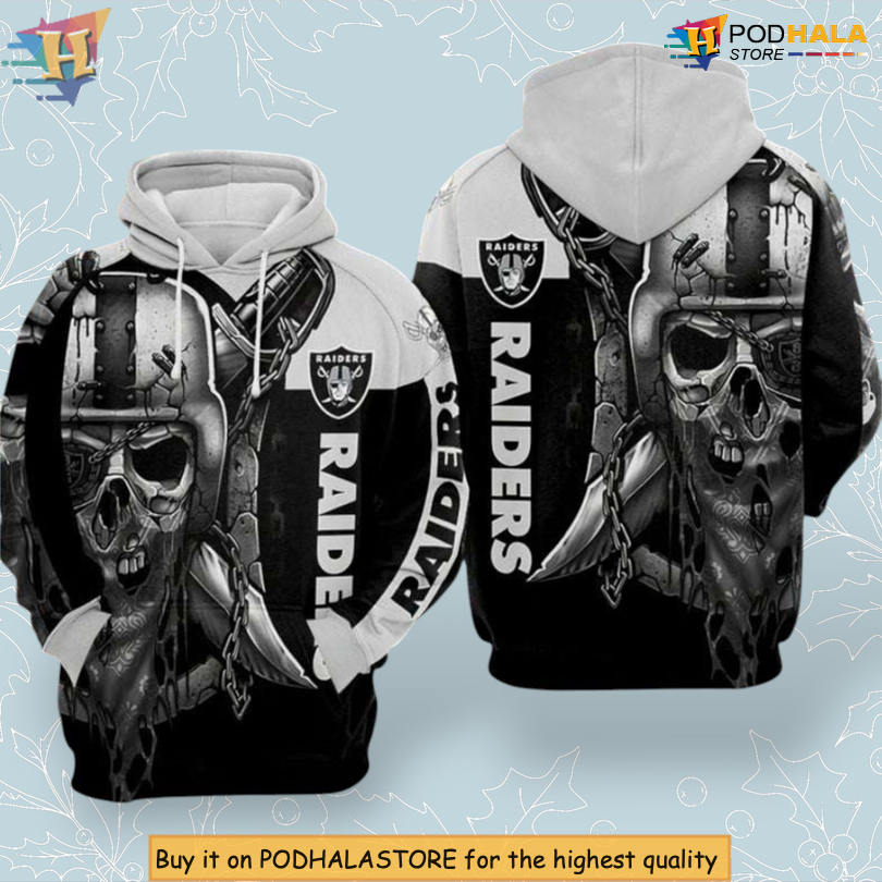 Unisex Skull Zip Design Las Vegas Raiders Winter Hoodie for Fans