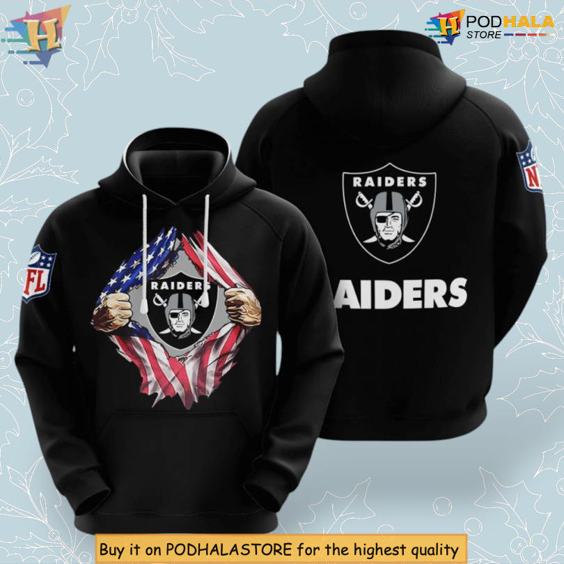 USA Flag Graphic Las Vegas Raiders Graphic Hoodie 3D Team Apparel