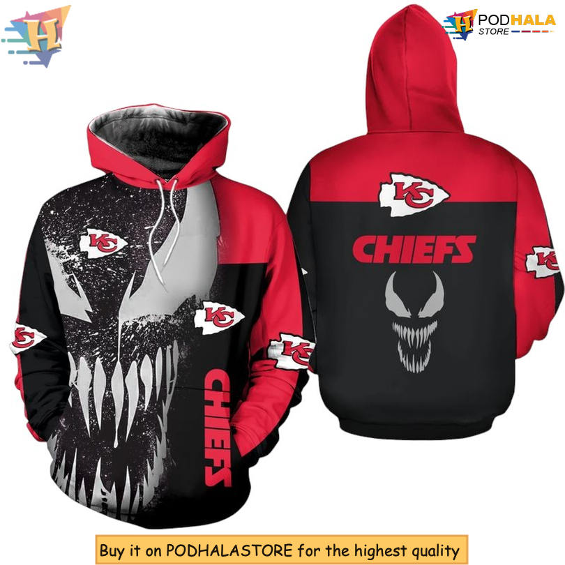 Venom Inspired Kansas City Chiefs Hoodie, Youth Unisex Limited Edition