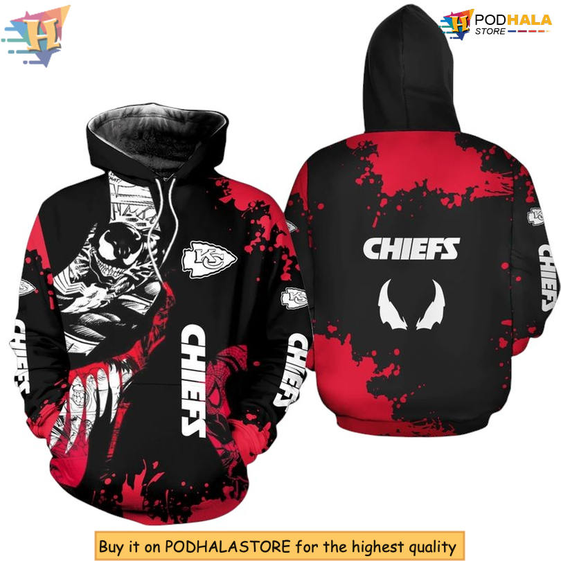 Venom Limited Edition Kansas City Chiefs Youth Hoodie, Custom 3D Fan Gear