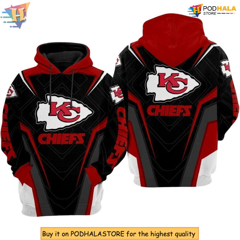 Vortex Emblem 3D Kansas City Chiefs Mens Hoodie, Custom Fan Apparel Gear
