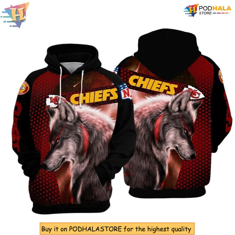 Wolf Design Kansas City Chiefs Hoodie 3D, Custom Fan Apparel Limited Gear