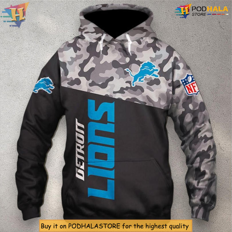 Women Detroit Lions Hoodie 3D Military Style All Over Print NFL Edition