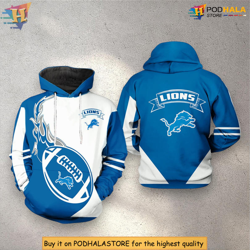 Womens Detroit Lions Hoodie 3D Classic Style All Over Print Zip Up Apparel