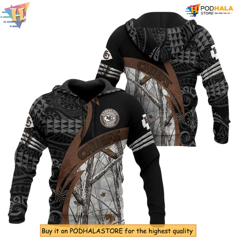 Woodland Camo 3D Kc Chiefs Hoodies, Military Style Custom Fan Edition