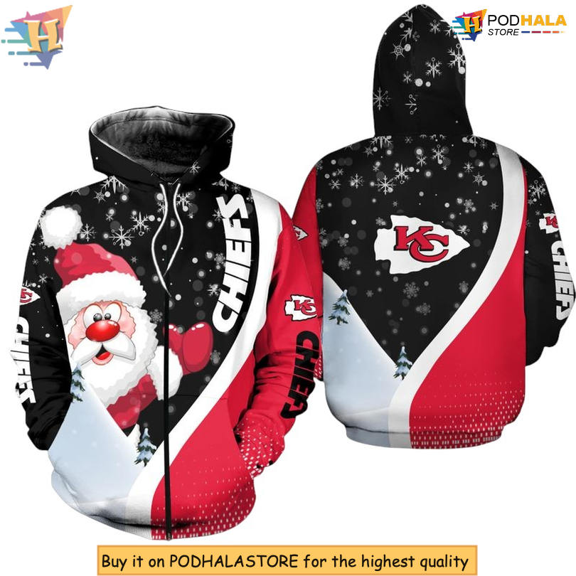 Xmas Santa Claus Kc Chiefs Hoodie, Christmas Limited Edition 3D Fan Gear