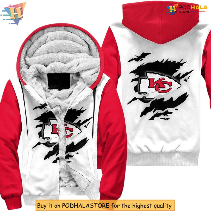 Zip Fleece Kansas City Chief Hoodie, Limited Edition Custom 3D Style