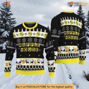 Waffle House Breakfast Humor Retro Diner Festive Holiday Christmas Sweater
