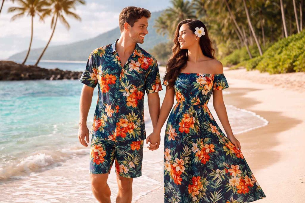 Matching Hawaiian outfits