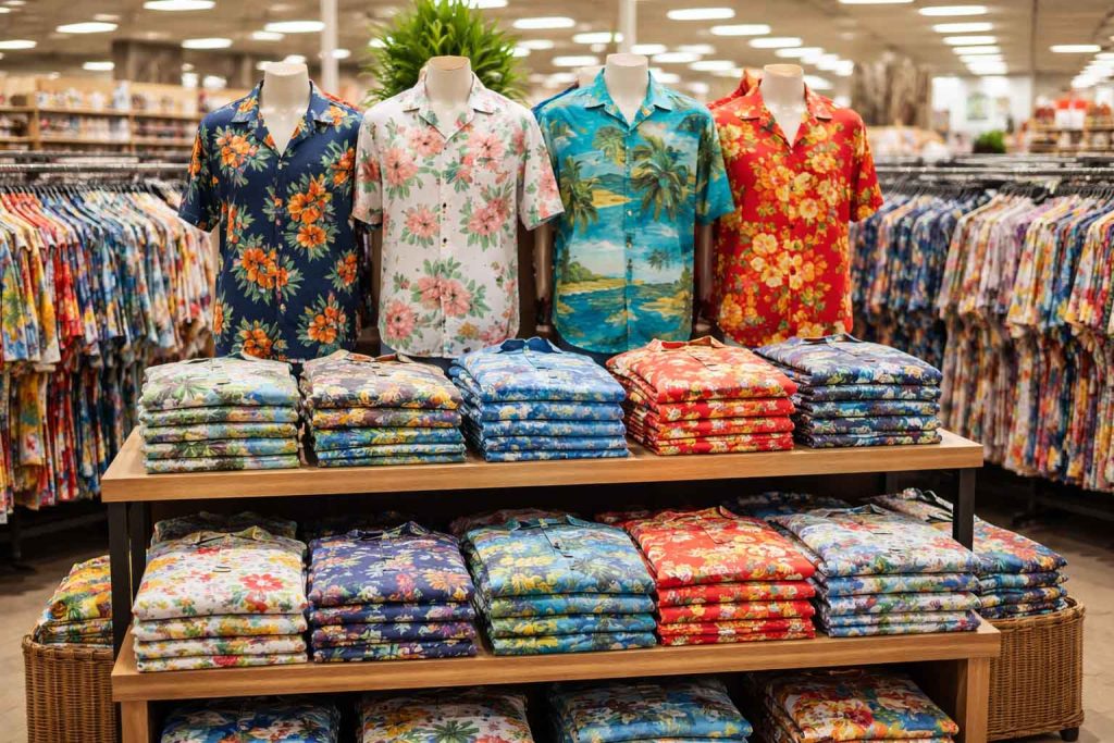 chain retailer hawaiian shirt display