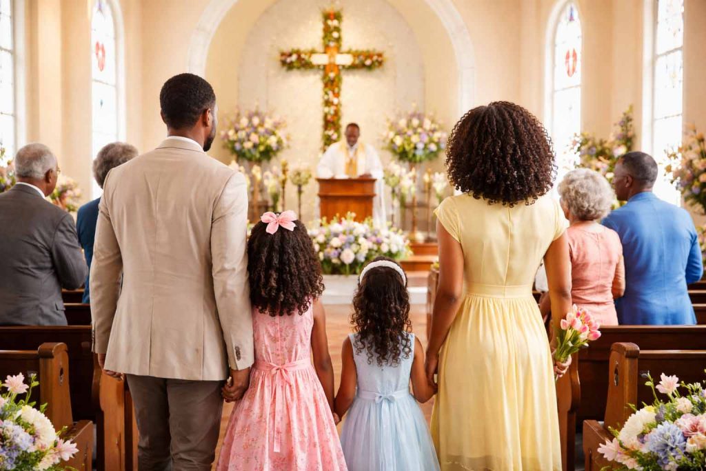 family attending church Easter Sunday family attending church Easter Sunday
