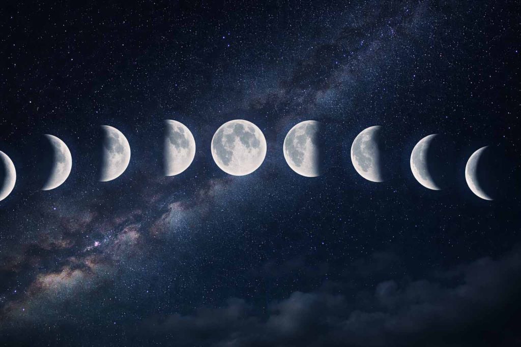 moon phases progression realistic sky