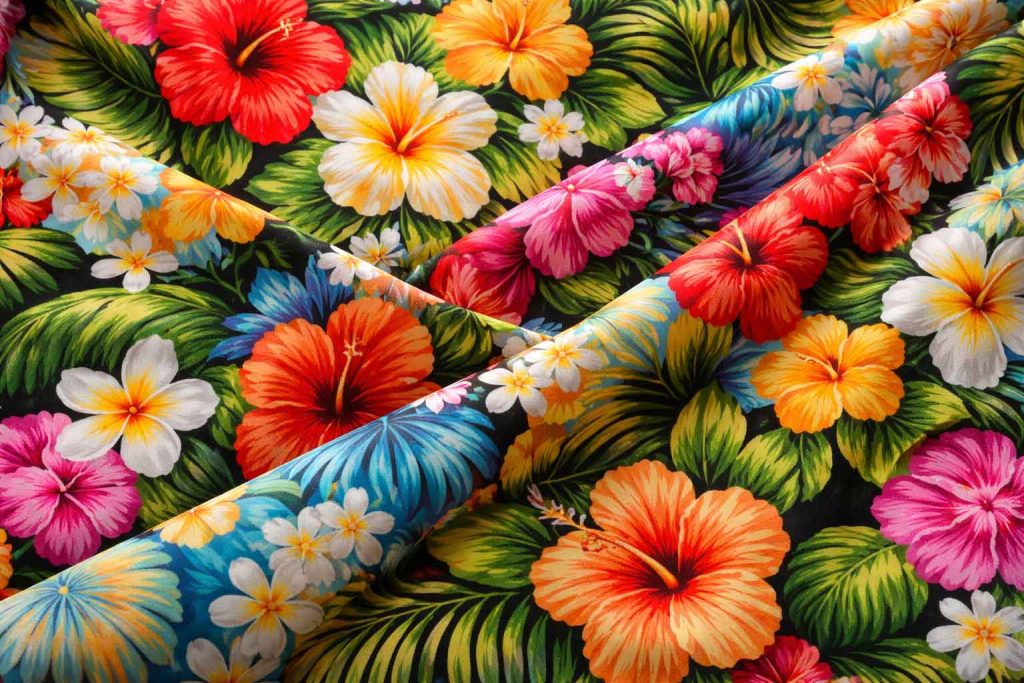 traditional hawaiian floral pattern fabric