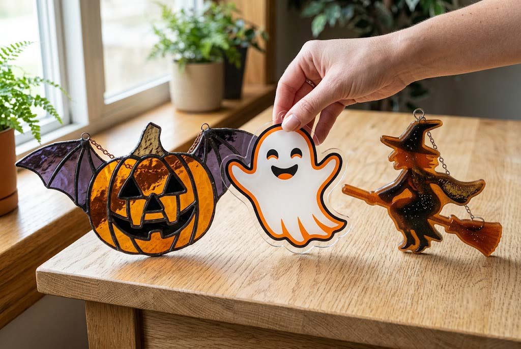 glass versus acrylic Halloween suncatcher materials glass versus acrylic Halloween suncatcher materials