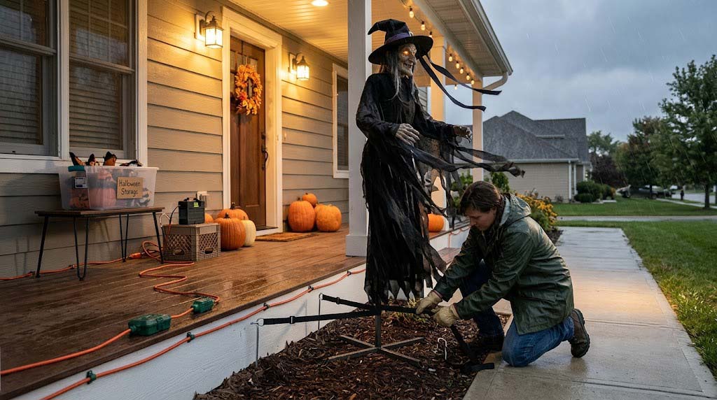 outdoor Halloween decor wind protection and electrical safety outdoor Halloween decor wind protection and electrical safety