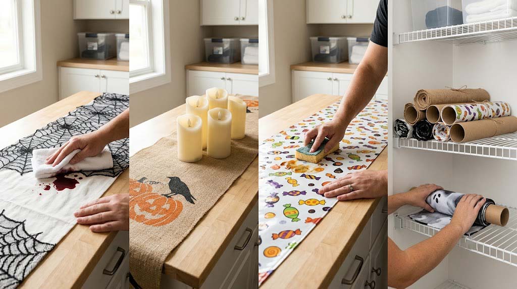 Halloween table runner stain removal, candle safety, and storage tips Halloween table runner stain removal, candle safety, and storage tips