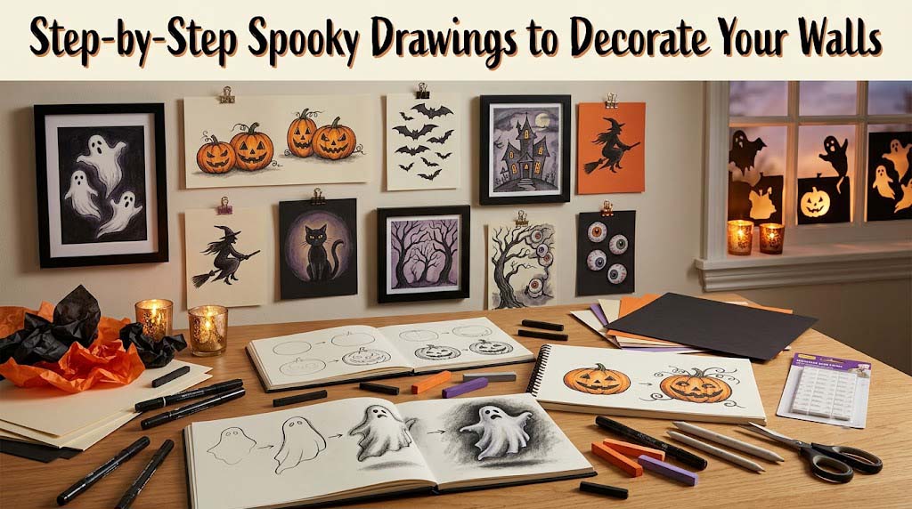 Step by Step spooky drawings to Decorate Your Walls