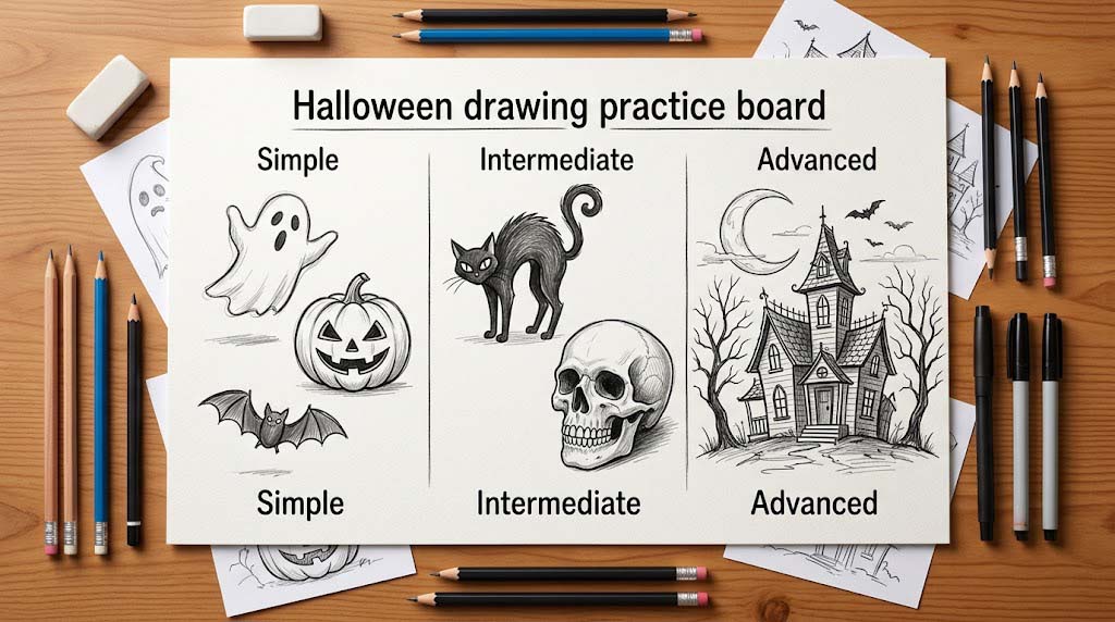 beginner to advanced Halloween drawing ideas for wall art beginner to advanced Halloween drawing ideas for wall art