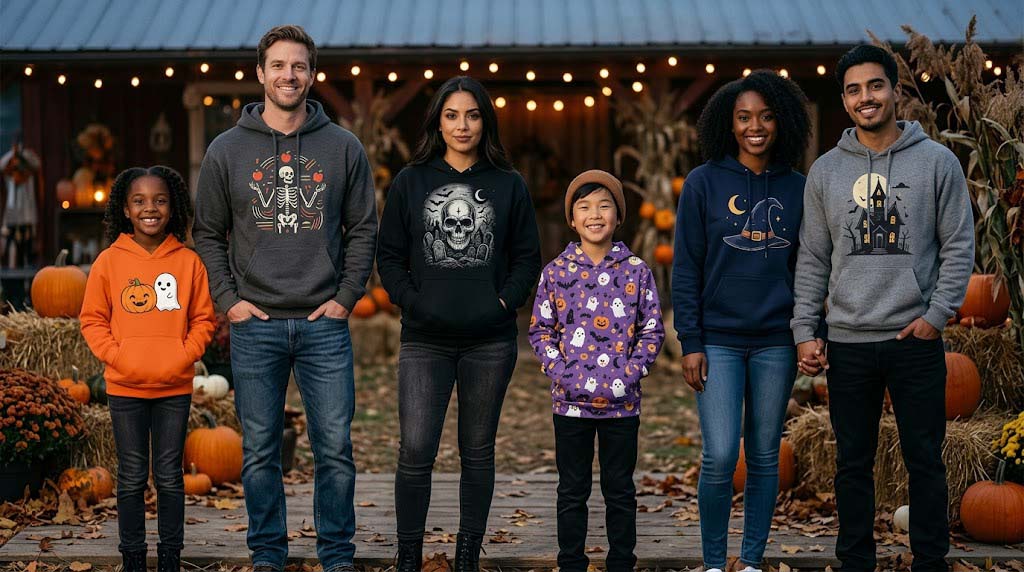 cute, funny, spooky, and gothic Halloween hoodie designs