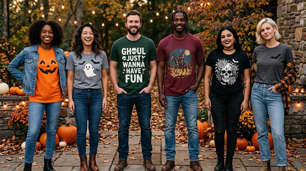 cute, funny, spooky, and gothic Halloween shirt styles