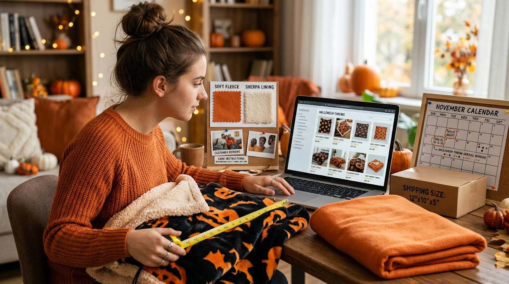 how to compare Halloween blanket size, fabric, reviews, and care