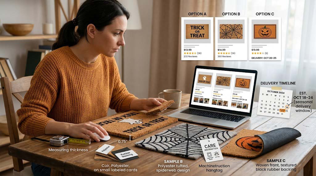 how to compare Halloween doormat size, backing, reviews, and weather rating how to compare Halloween doormat size, backing, reviews, and weather rating