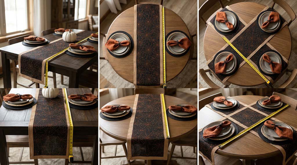 how to measure table length and choose Halloween runner placement how to measure table length and choose Halloween runner placement