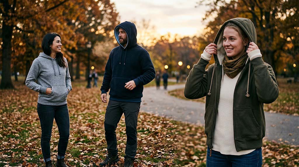 warm fleece hoodie layers for cold Halloween nights